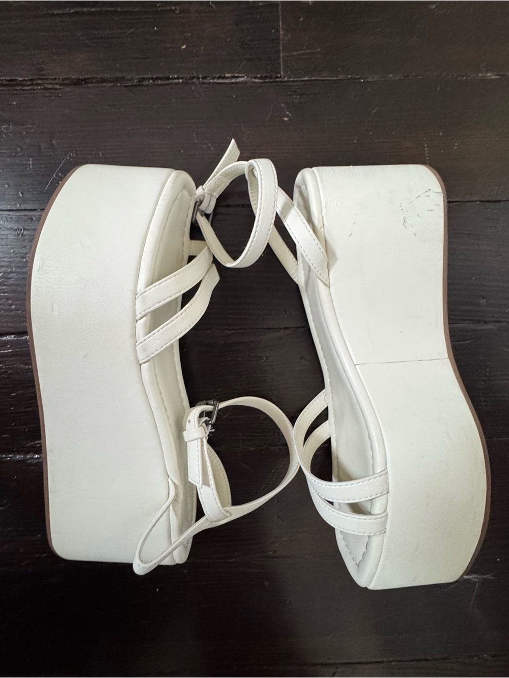Open Edit cream platform sandals